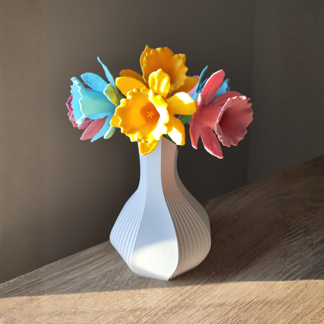 Vase Blanc Asymétrique Design Sculptural - Vase Moderne Minimaliste Architecture Contemporaine - Image 3