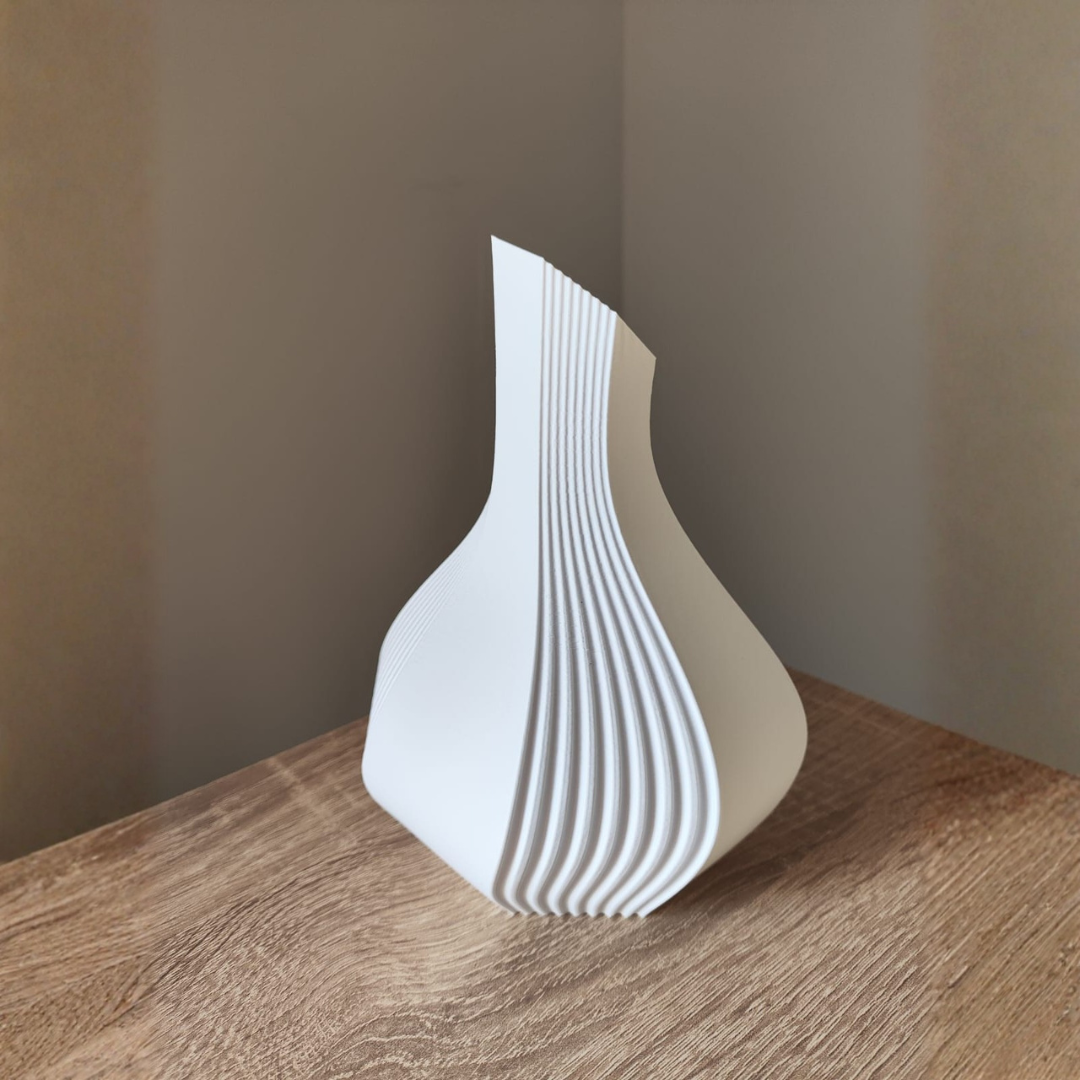 Vase Blanc Asymétrique Design Sculptural - Vase Moderne Minimaliste Architecture Contemporaine - Image 2