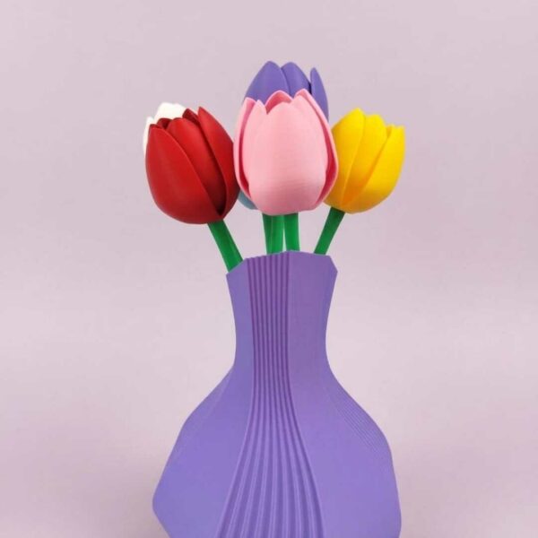 Vase Blanc Asymétrique Design Sculptural - Vase Moderne Minimaliste Architecture Contemporaine – Image 3