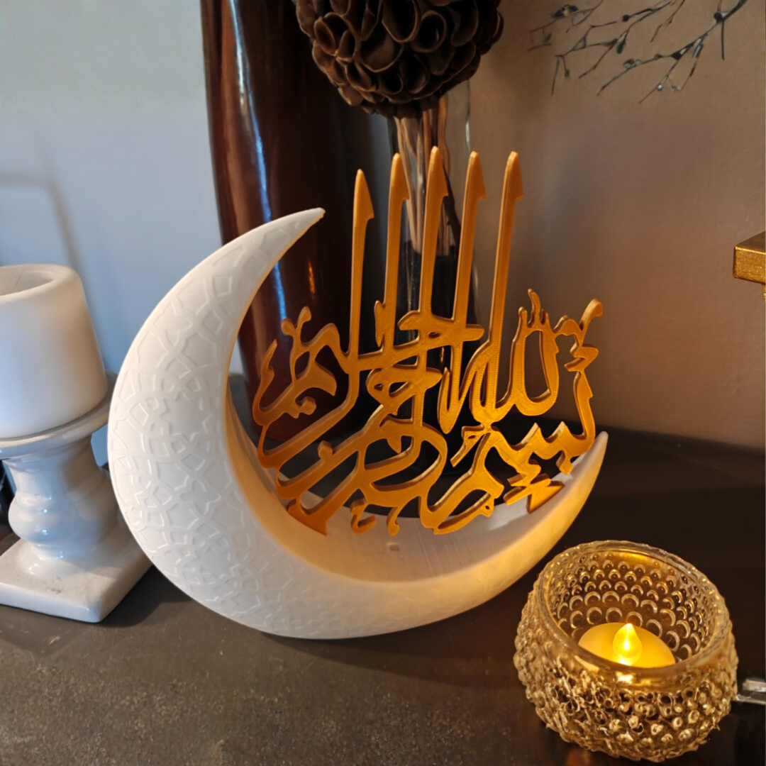 Décoration Croissant Lune Bismi'Allah Calligraphie Arabe - Ornement Islamique Ramadan Eid