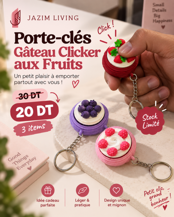 Porte-clés Gâteau Clicker aux Fruits
