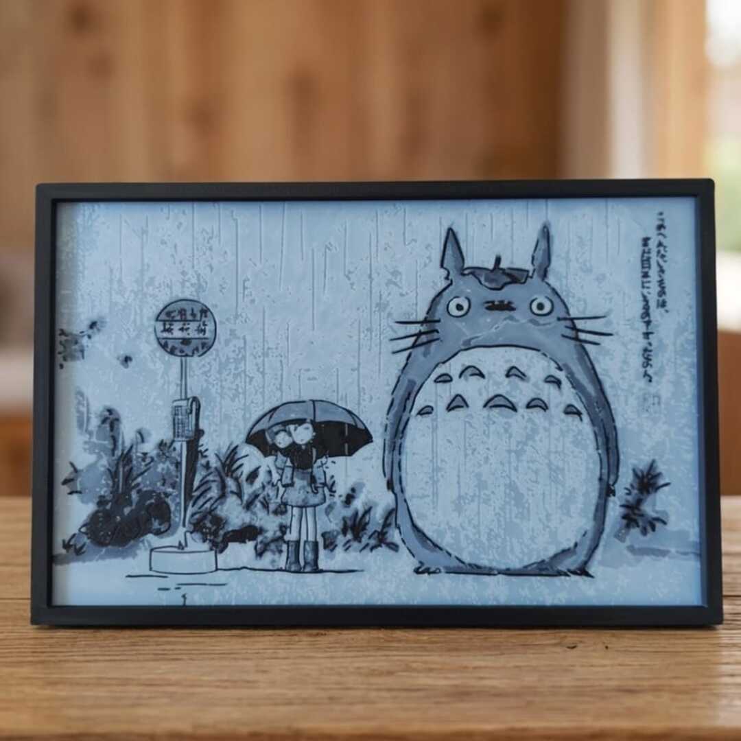 Panneau Décoratif "Mon Voisin Totoro" – La Scène Iconique de l'Arrêt de Bus