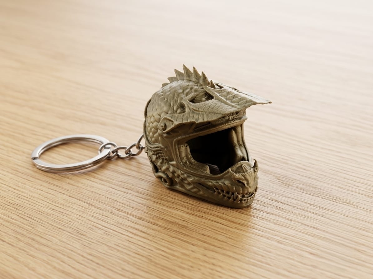 Porte-clés Casque Moto Cross "Dragon Edition" – Design Agressif & Fantastique (Finition Bronze Antique) – Image 2