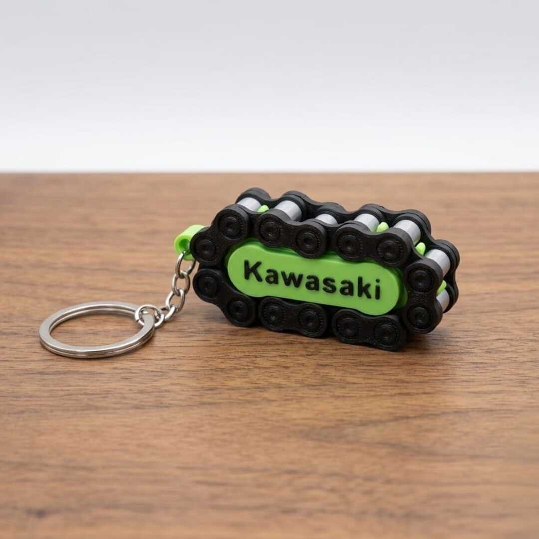 Porte-clés Chaîne de Moto Kawasaki – Style Mécanique "Team Green"