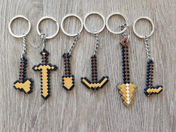 Porte-Clés Minecraft Sword & Pickaxe - Collection de Mini-Armes Pixelisées pour Fans de Gaming – Image 8
