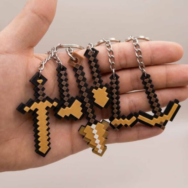 Porte-Clés Minecraft Sword & Pickaxe - Collection de Mini-Armes Pixelisées pour Fans de Gaming